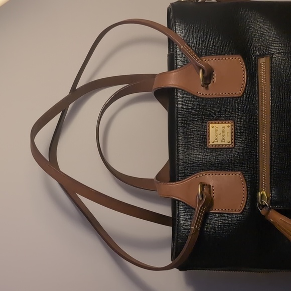 Dooney & Bourke Black and Tan Saffiano Satchel and Shoulder...